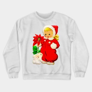 Vintage Christmas Girls Poinsetta Crewneck Sweatshirt